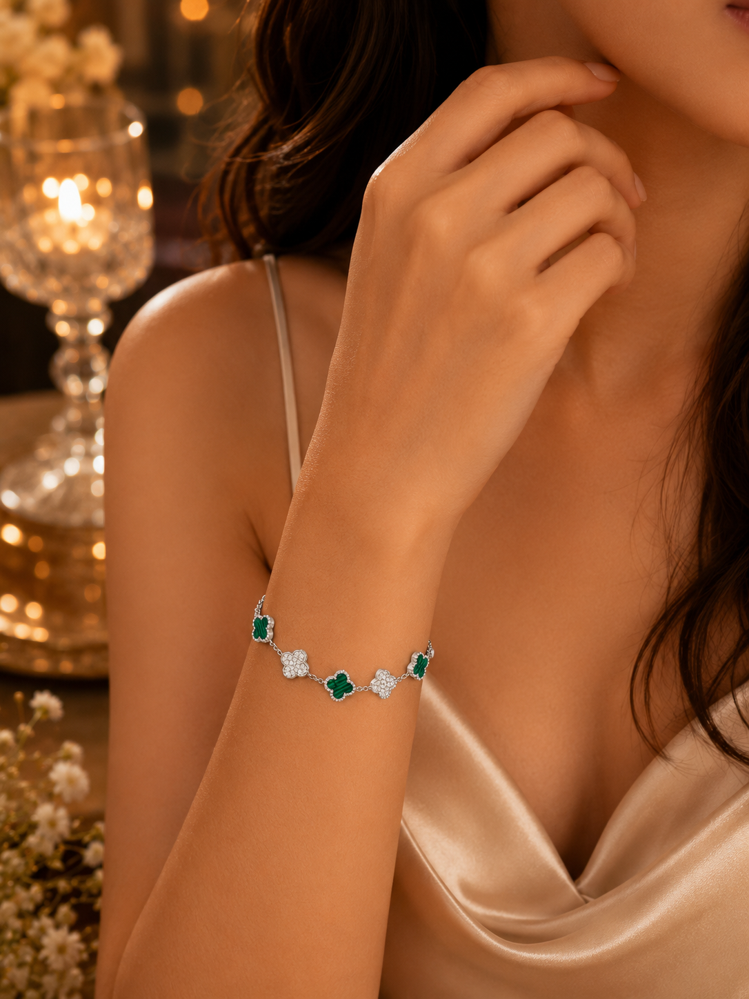 Green clover charm bracelet
