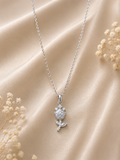 Sparkling rose flower, crystal pendant necklace