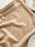 Silver crystal flower necklace ￼