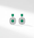 Emerald green square drop earring for woman