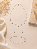 Sparkling floral and teardrop crystal jewelry set ￼