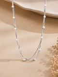 Three layer silver station pearl necklace