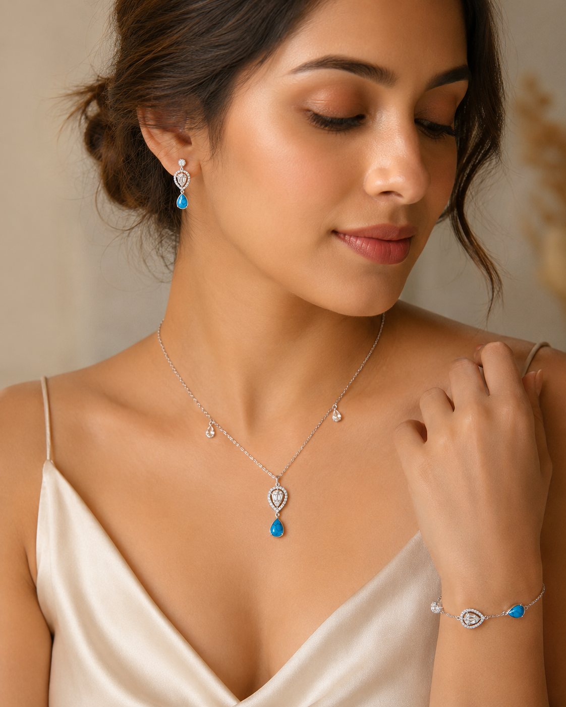 Turquoise Teardrop Crystal set