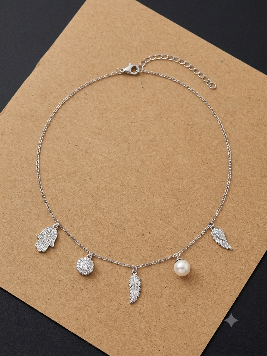 Silver charm necklace