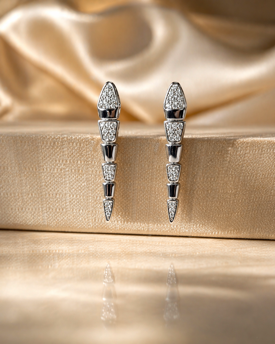 Luxury silver geometric drop earrings for women