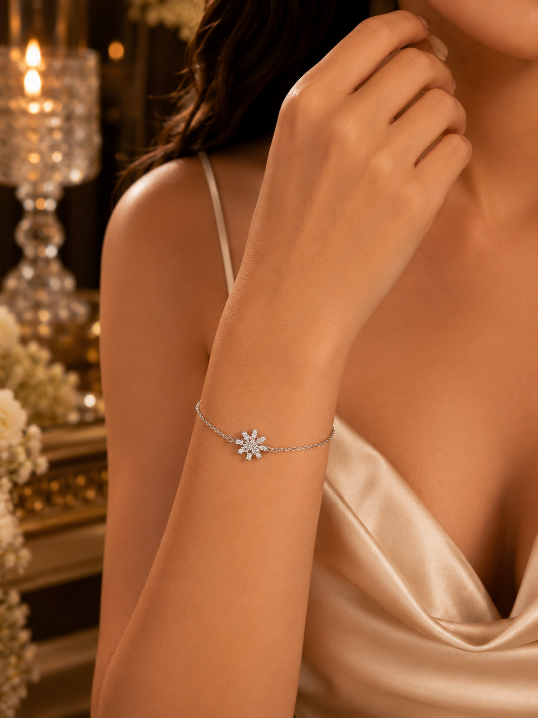 Snowflake cubic zirconia bracelet