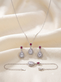 Ruby, red teardrop crystal jewel set