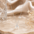 Mother of Pearl Crescent moon, crystal pendant necklace