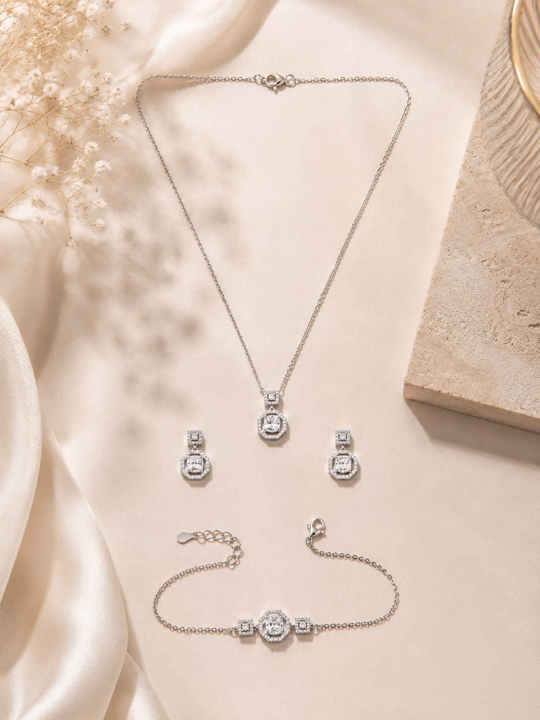 Radiant geometric crystal Jewelry set