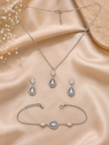 Elegant teardrop crystal halo jewellery set