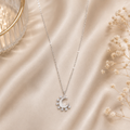 Crescent moon crystal charm pendant necklace