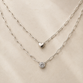 Layered silver heart and solitaire necklace