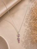 Pink Floral Drop Pendant Necklace