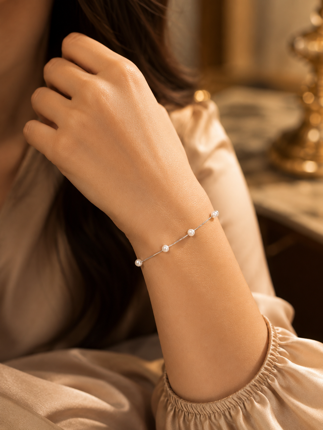 Freshwater pearl station bracelet