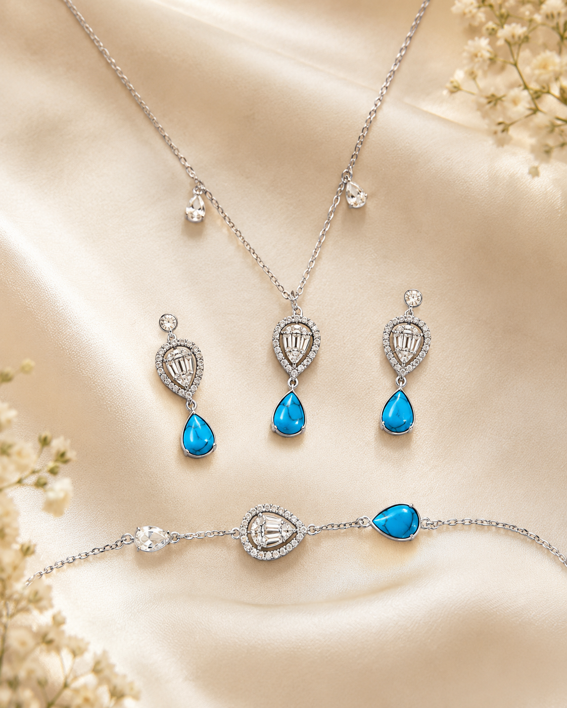 Turquoise Teardrop Crystal set