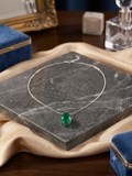 Emerald green pear pendant necklace