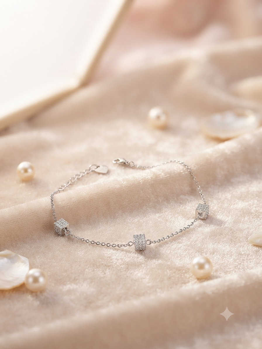 Pavé cube charm bracelet