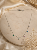 Multicolour gemstone charm necklace