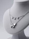 Silver butterfly layered necklace