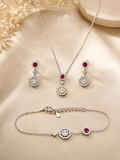 Ruby red and crystal geometric jewelry set